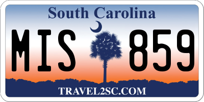 SC license plate MIS859