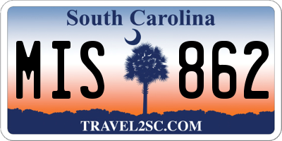 SC license plate MIS862
