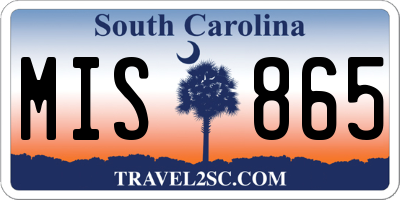 SC license plate MIS865