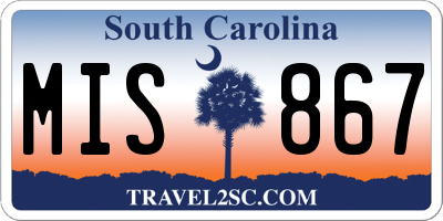 SC license plate MIS867