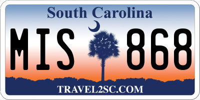 SC license plate MIS868