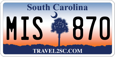 SC license plate MIS870