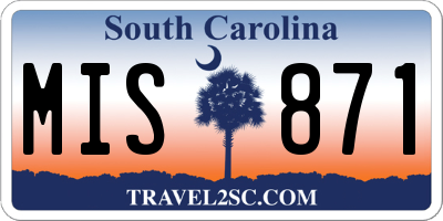 SC license plate MIS871