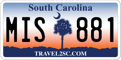 SC license plate MIS881