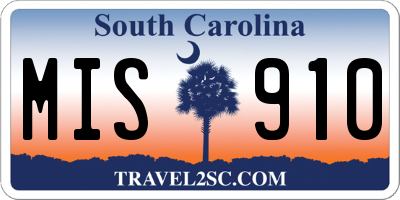 SC license plate MIS910
