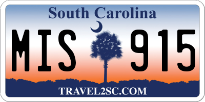SC license plate MIS915