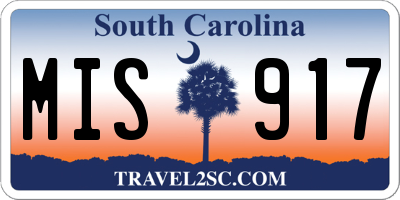 SC license plate MIS917