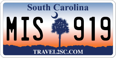 SC license plate MIS919