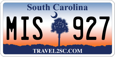 SC license plate MIS927