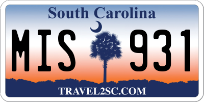 SC license plate MIS931