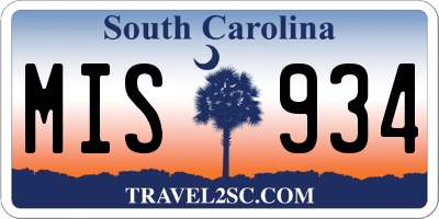 SC license plate MIS934