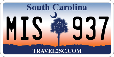 SC license plate MIS937