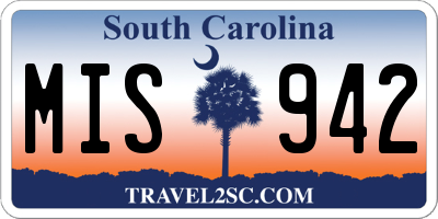 SC license plate MIS942