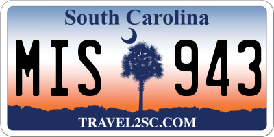 SC license plate MIS943