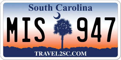 SC license plate MIS947