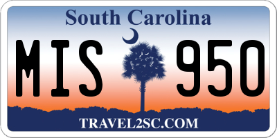 SC license plate MIS950