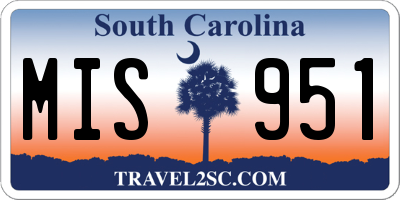 SC license plate MIS951