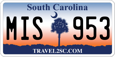 SC license plate MIS953