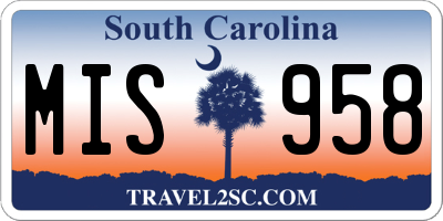 SC license plate MIS958