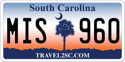 SC license plate MIS960