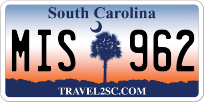 SC license plate MIS962