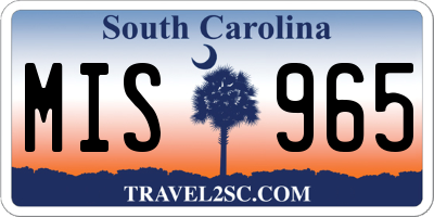SC license plate MIS965