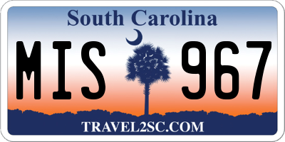 SC license plate MIS967