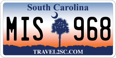 SC license plate MIS968