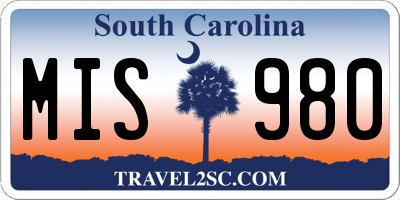 SC license plate MIS980