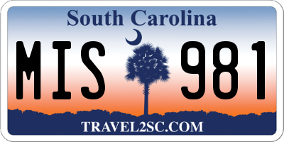 SC license plate MIS981