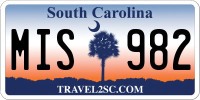 SC license plate MIS982