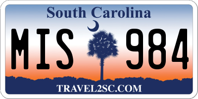 SC license plate MIS984