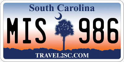 SC license plate MIS986