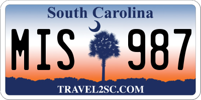 SC license plate MIS987