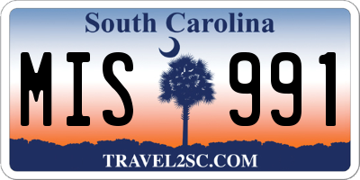 SC license plate MIS991