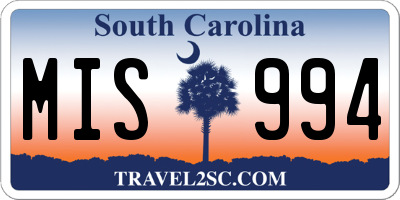 SC license plate MIS994