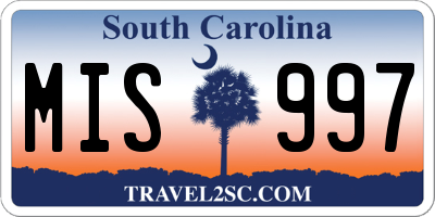SC license plate MIS997
