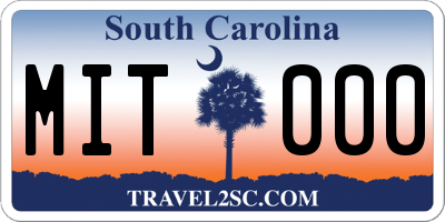 SC license plate MIT000