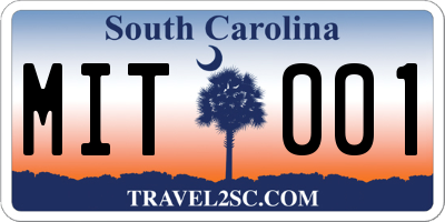 SC license plate MIT001