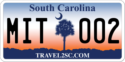 SC license plate MIT002