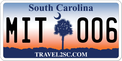 SC license plate MIT006