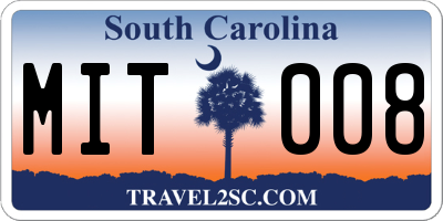 SC license plate MIT008