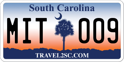 SC license plate MIT009