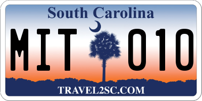 SC license plate MIT010