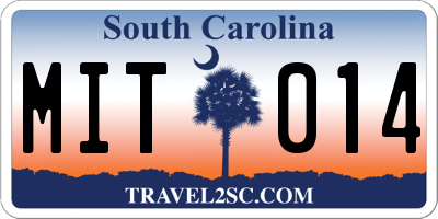 SC license plate MIT014