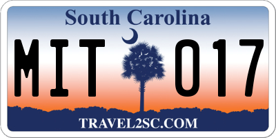 SC license plate MIT017