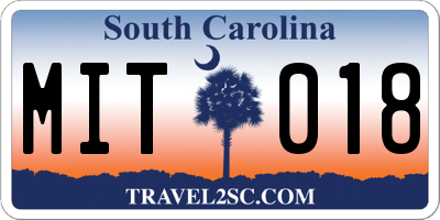 SC license plate MIT018