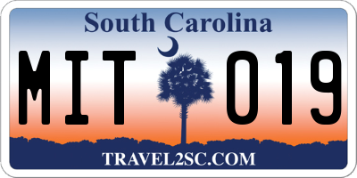 SC license plate MIT019