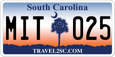 SC license plate MIT025