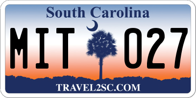 SC license plate MIT027